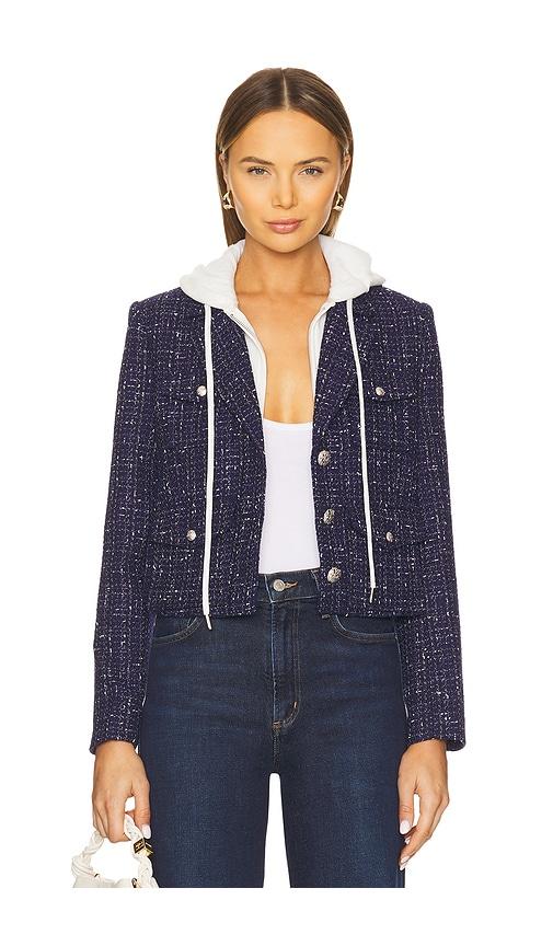 Central Park West Crop Tweed Dickie Blazer in Navy by CENTRAL PARK WEST