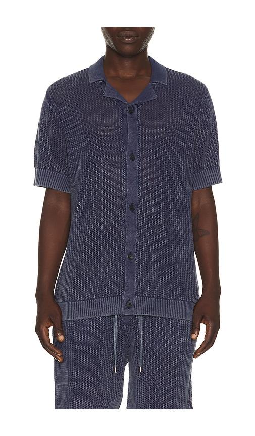 Central Park West Henry Snow Wash Camp Shirt in Slate by CENTRAL PARK WEST