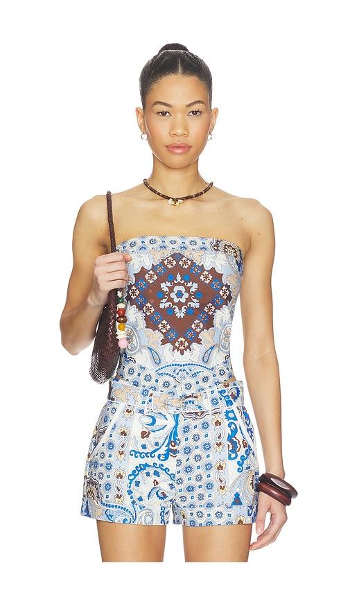 Central Park West Inez Paisley Hankercheif Bandau in Brown,Blue by CENTRAL PARK WEST