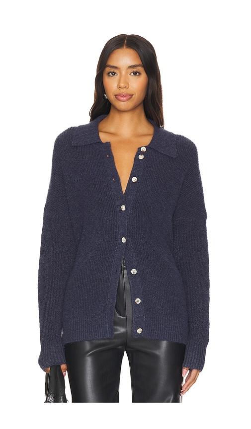 Central Park West Millie Oversized Sweater Polo in Navy by CENTRAL PARK WEST
