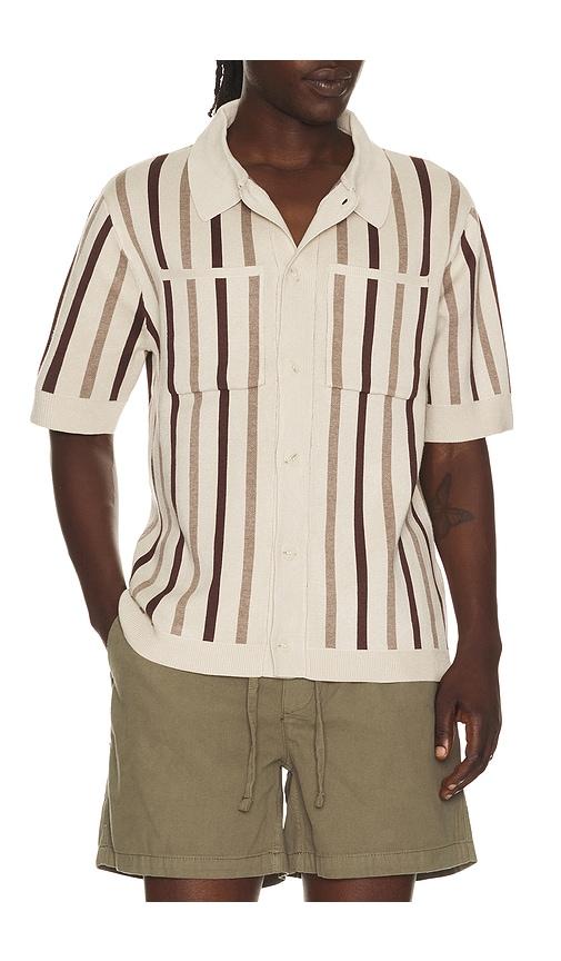 Central Park West Rowan Striped Shirt in Neutral by CENTRAL PARK WEST