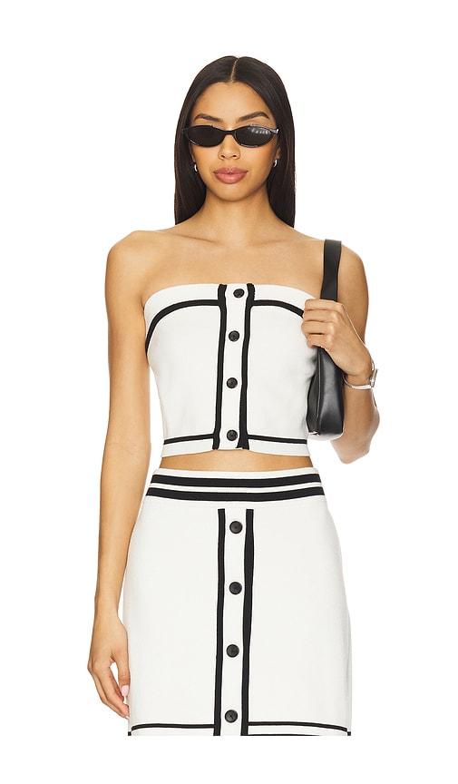 Central Park West Sienna Varsity Tube Top in White by CENTRAL PARK WEST