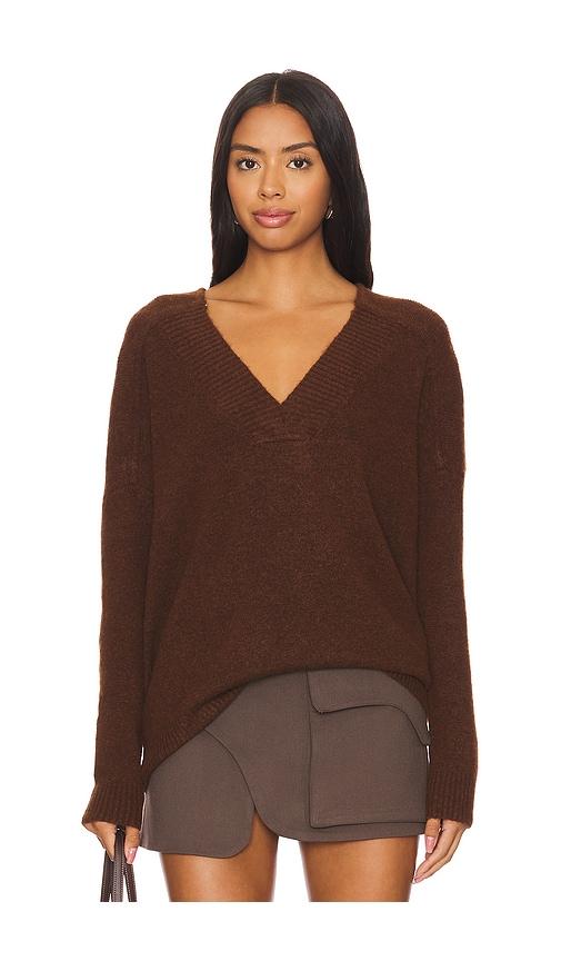 Central Park West Yorke Oversized Vneck in Chocolate by CENTRAL PARK WEST