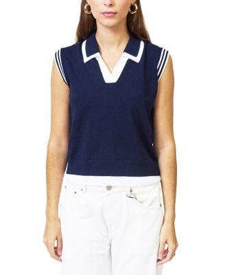 Women's Brooklyn Sheer Double Layer Twofer Polo Sweater by CENTRAL PARK WEST