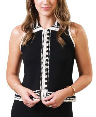 Women's Charli Crochet Edge Collared Top by CENTRAL PARK WEST
