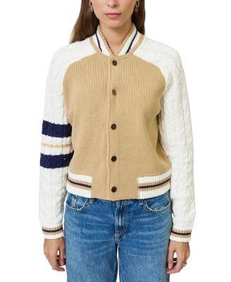 Women's Chloe Cable Sleeve Knit Bomber by CENTRAL PARK WEST