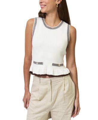 Women's Chloe Ruffle Hem Mixed Herringbone Shell Top by CENTRAL PARK WEST