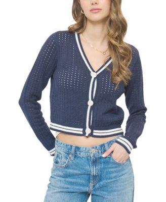 Women's Franki Varsity Mesh Cardigan by CENTRAL PARK WEST
