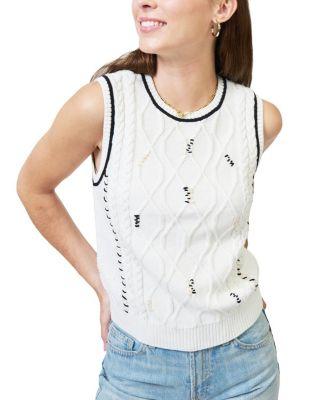 Women's Jaden Embroidered Cable Shell Sweater by CENTRAL PARK WEST
