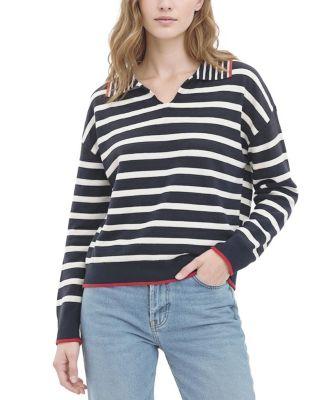 Women's Maisie Bright Striped Long sleeve Polo Sweater by CENTRAL PARK WEST