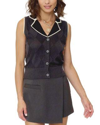 Women's Olive Diamond Stitch Vest by CENTRAL PARK WEST