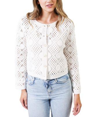Women's Violete Crochet Cardigan Sweater by CENTRAL PARK WEST
