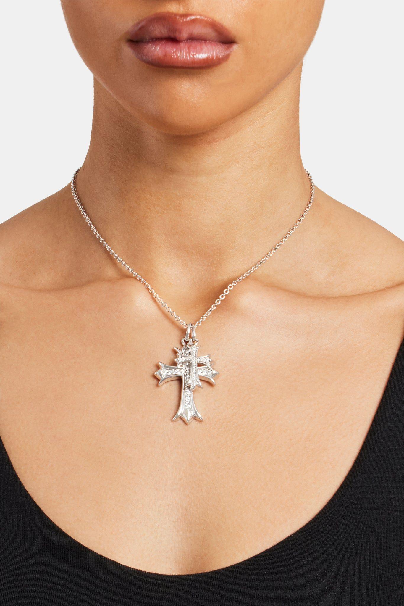 Double Iced Cross Necklace by CERNUCCI
