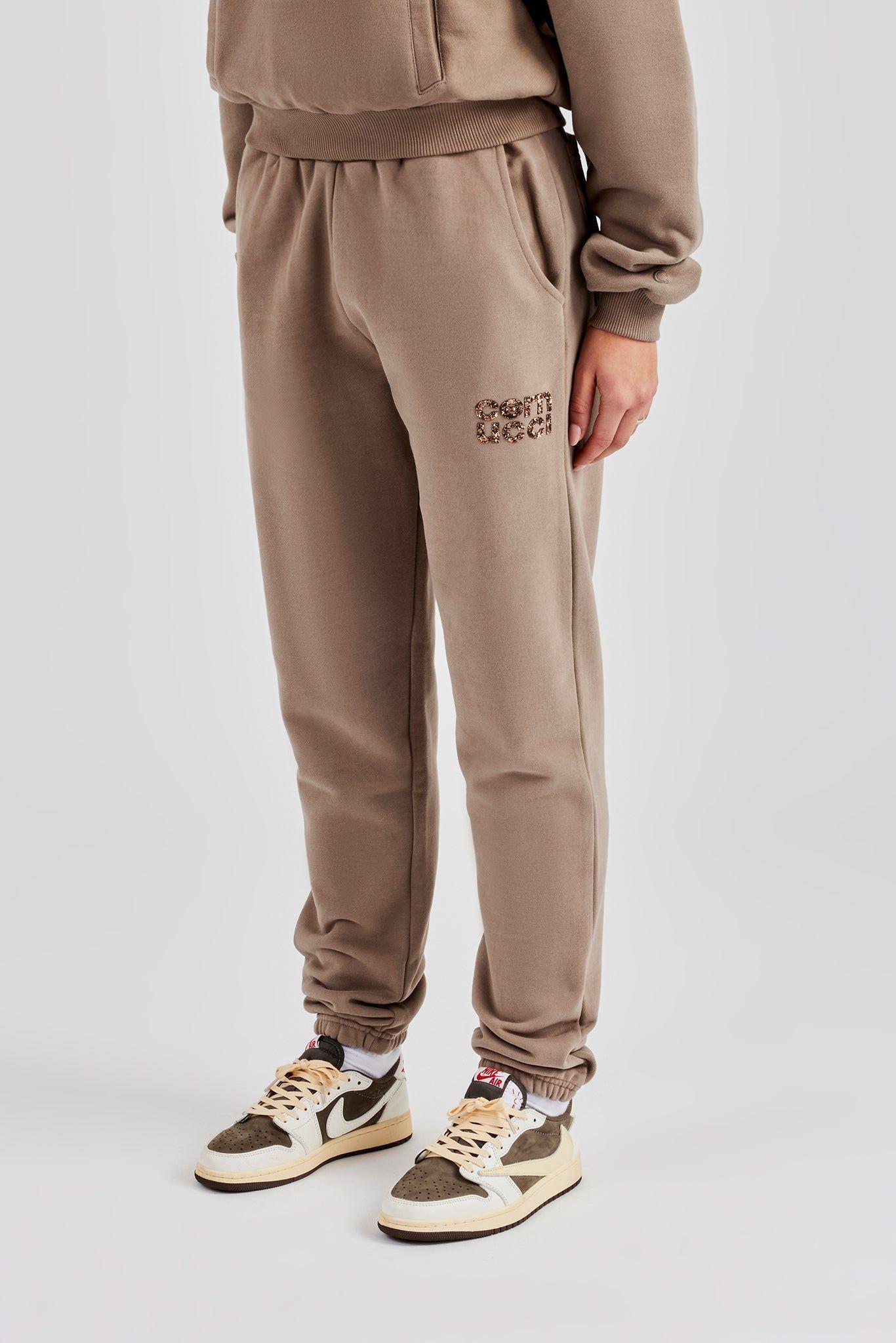 Glitter Applique Cuffed Jogger - Taupe by CERNUCCI