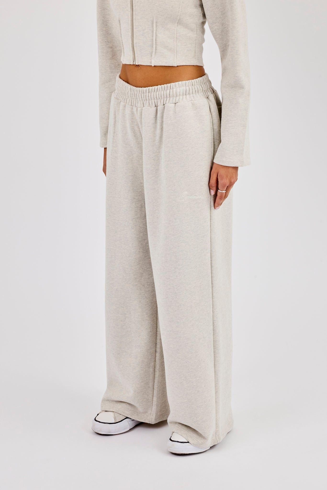 Super Baggy Wide Leg Jogger - Grey Marl by CERNUCCI