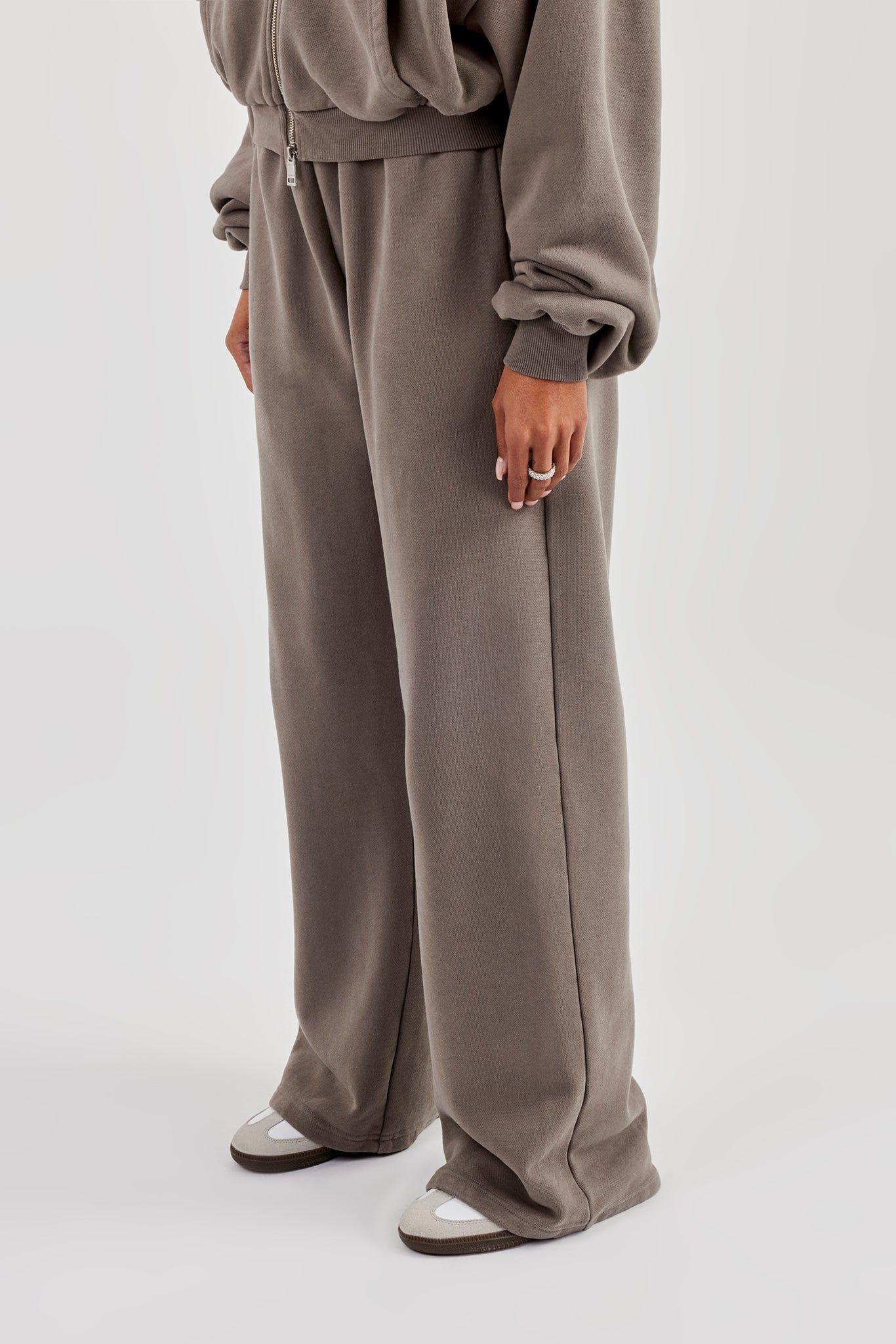 Washed Applique Logo Wide Leg Jogger - Grey by CERNUCCI
