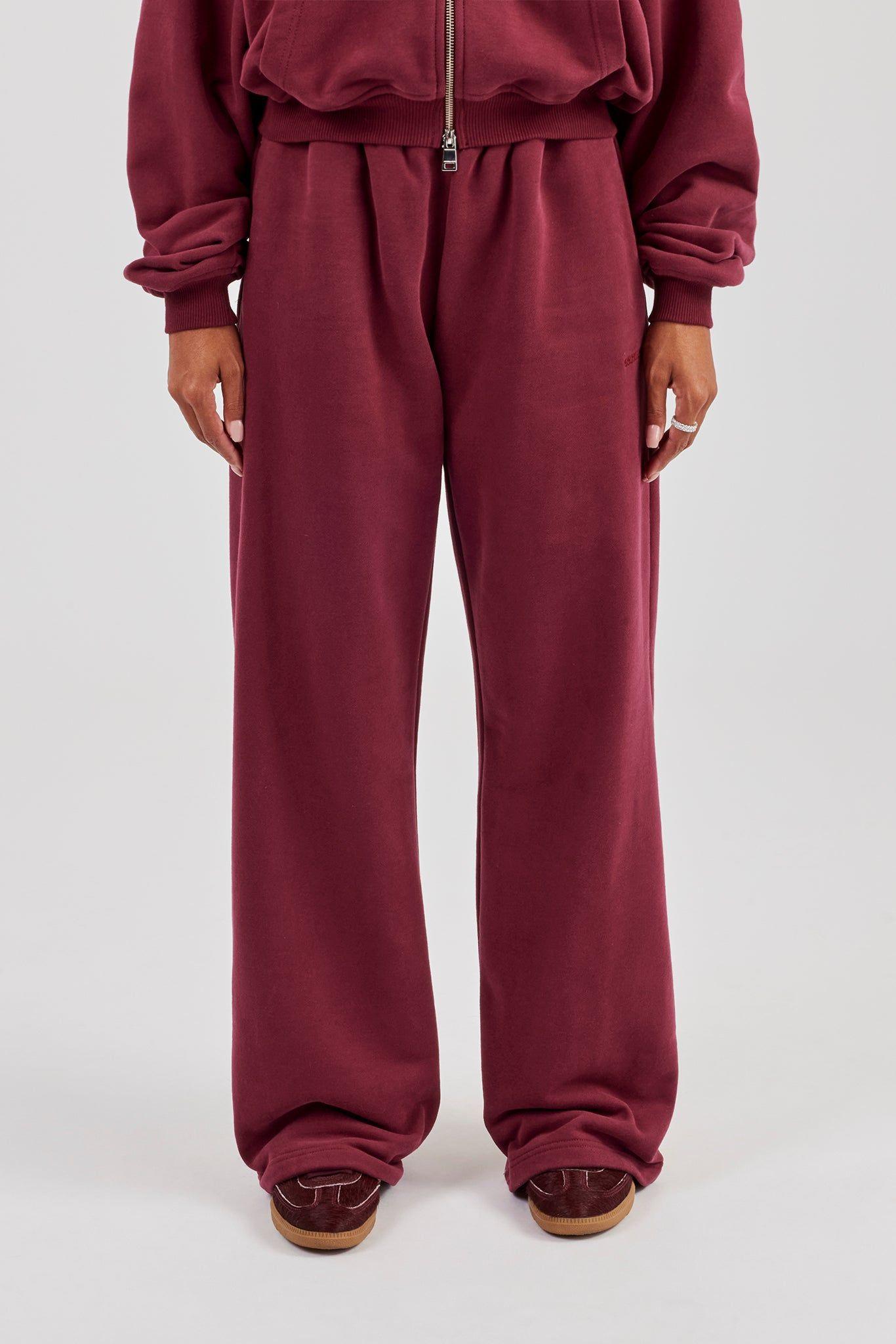 Wide Leg Jogger - Burgundy by CERNUCCI