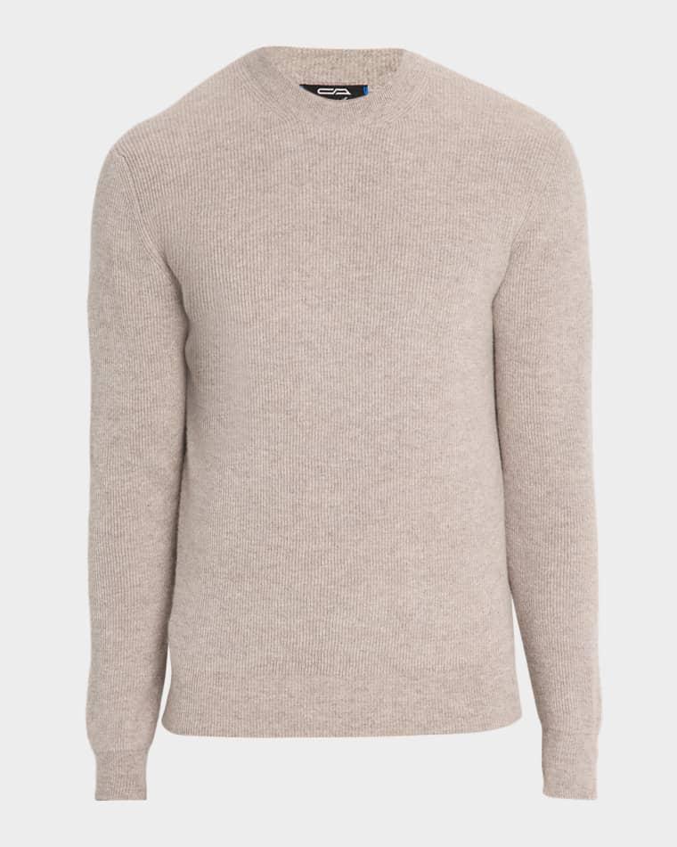 Men's Cashmere Melange Rib Crewneck Sweater by CESARE ATTOLINI