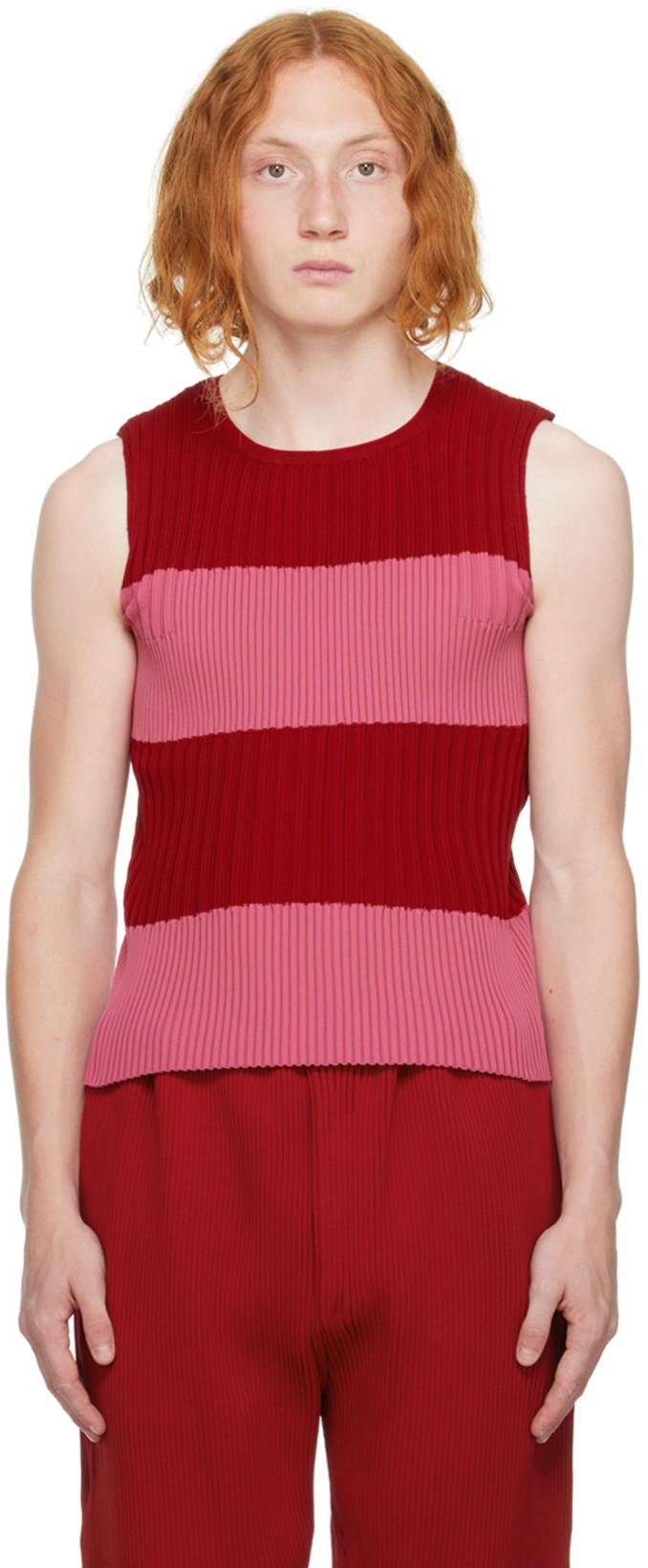 SSENSE Exclusive Red & Pink Fluted Tank Top by CFCL