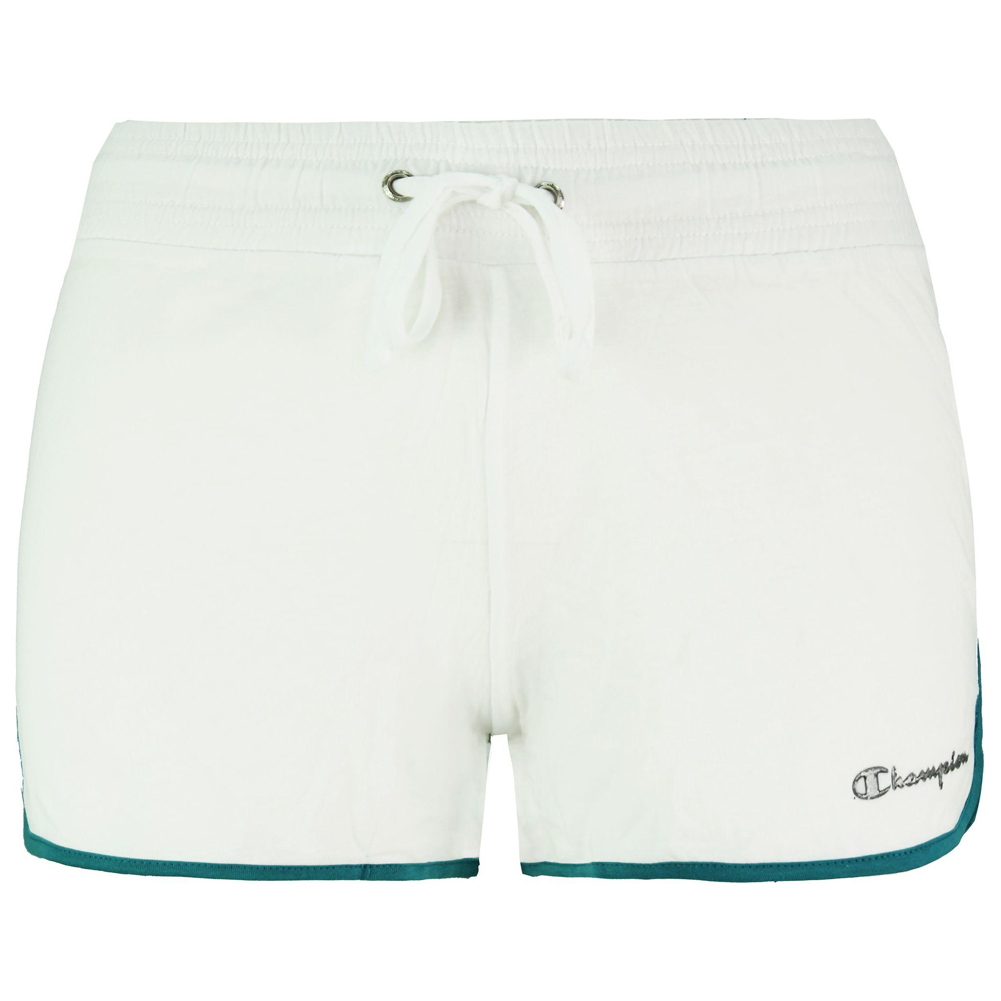 Stretch Waist White Cotton Sports Shorts by CHAMPION