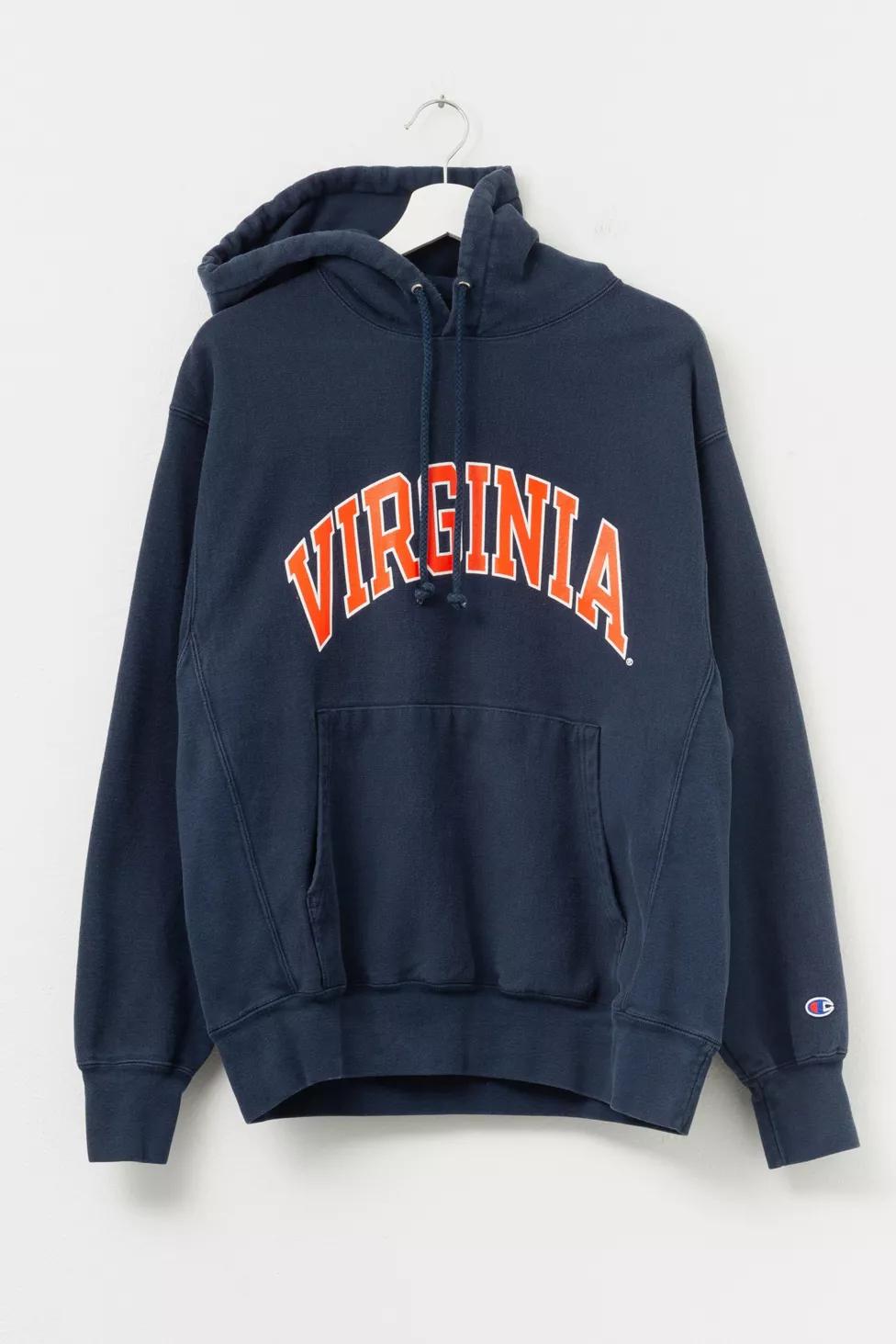 Vintage Y2K Champion Virginia Navy Blue Reverse Weave Spell Out Hoodie Sweatshirt by CHAMPION