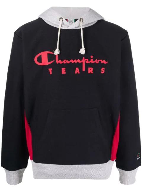 logo print hoodie by CHAMPION