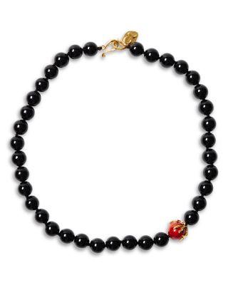 Coral Encased Red Jasper Onyx Beaded Collar Necklace by CHAN LUU