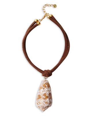 Fabric Cone Shell Suede Pendant Necklace by CHAN LUU