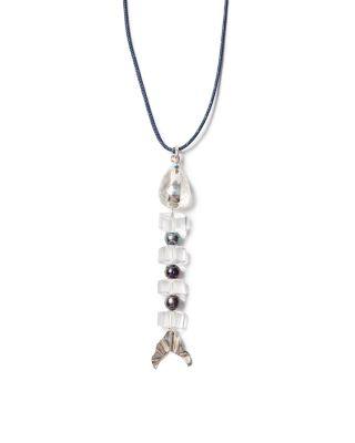 Multi Gemstone Fish Cord Pendant Necklace by CHAN LUU