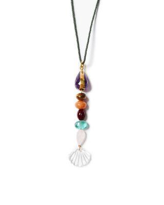 Multi Gemstone Fish Cord Pendant Necklace by CHAN LUU