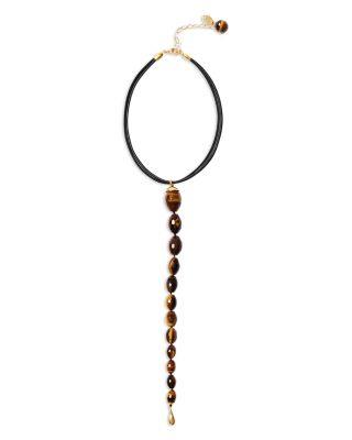 Tiger's Eye Multi Strand Leather Pendant Necklace by CHAN LUU