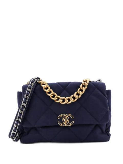 19 Flap Bag Quilted Canvas Large shoulder bag by CHANEL 