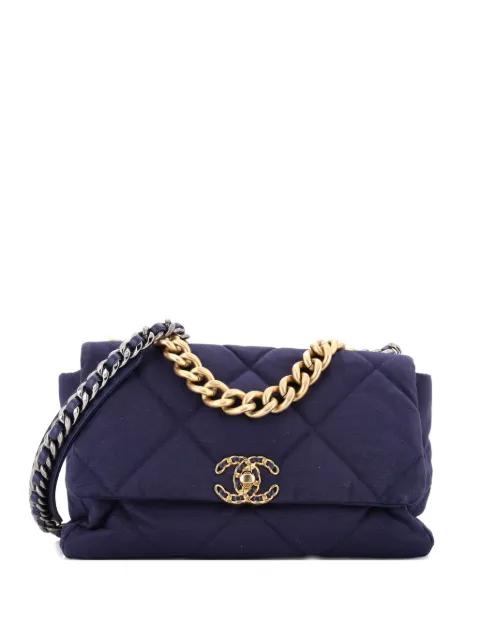 19 Flap Bag Quilted Canvas Large shoulder bag by CHANEL 