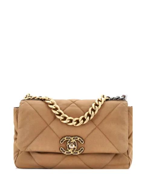 19 Flap Bag Quilted Canvas Medium shoulder bag by CHANEL 