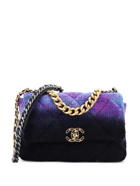 19 Flap Bag Quilted Degrade Wool Medium shoulder bag by CHANEL 