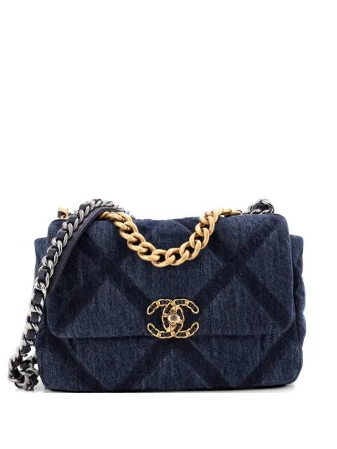 19 Flap Bag Quilted Denim Medium shoulder bag by CHANEL 