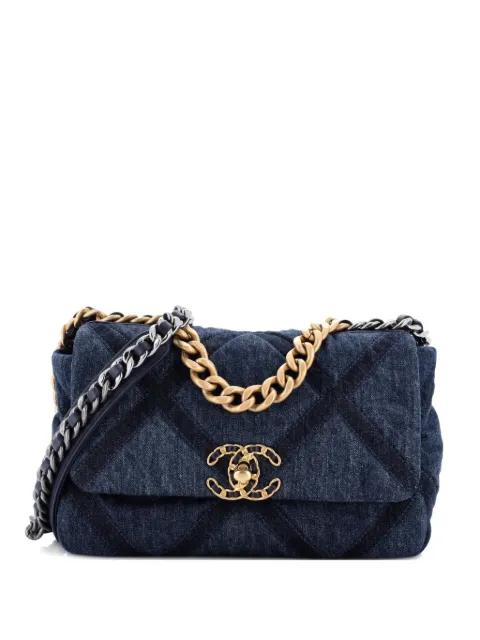 19 Flap Bag Quilted Denim Medium shoulder bag by CHANEL 