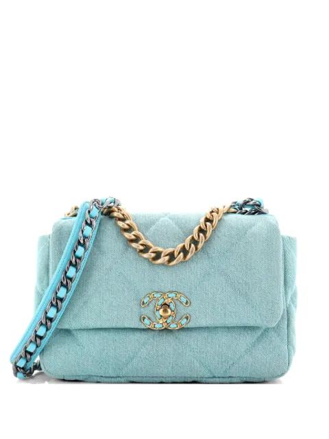 19 Flap Bag Quilted Denim Medium shoulder bag by CHANEL 