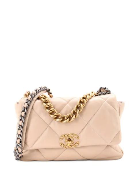 19 Flap Bag Quilted Leather Large crossbody bag by CHANEL 
