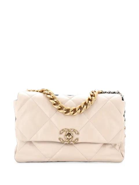 19 Flap Bag Quilted Leather Large crossbody bag by CHANEL 