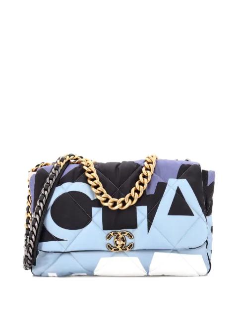 19 Flap Bag Quilted Printed Silk Maxi shoulder bag by CHANEL 19 Flap Bag Quilted Printed Silk Maxi shoulder bag by CHANEL