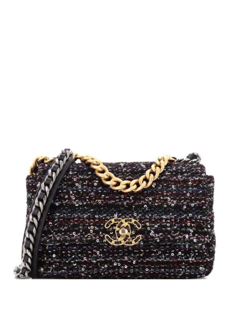 19 Flap Bag Quilted Tweed and Sequins Medium crossbody bag by CHANEL 