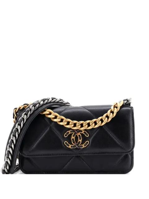 19 Flap Phone Holder with Chain Quilted Lambskin crossbody bag by CHANEL 
