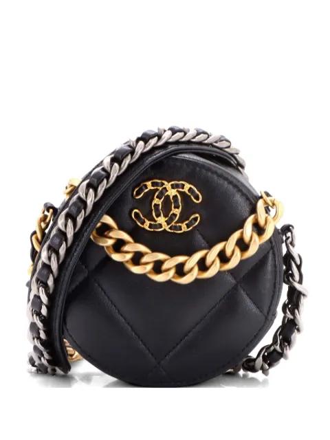 19 Round with Chain Quilted Leather clutch bag by CHANEL 