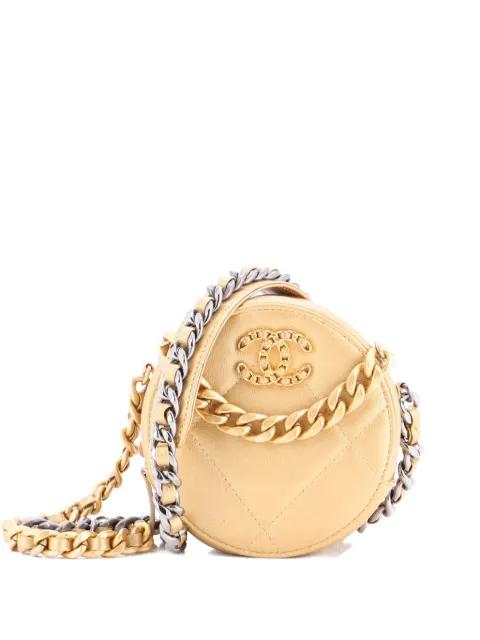 19 Round with Chain Quilted Leather clutch bag by CHANEL 