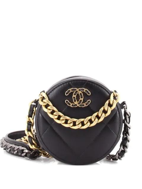 19 Round with Chain Quilted Leather clutch bag by CHANEL 