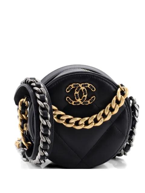 19 Round with Chain Quilted Leather clutch bag by CHANEL 