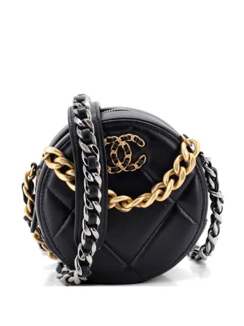 19 Round with Chain Quilted Leather clutch bag by CHANEL 