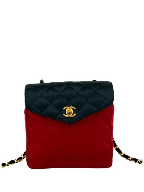 1986-1988 CC Bicolor Quilted Satin crossbody bag by CHANEL 