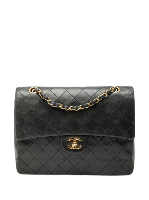 1986-1988 Medium Tall Classic Lambskin Double Flap shoulder bag by CHANEL 